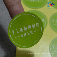 Handgemachte Nachtischaufkleber und -aufkleber der kundenspezifischen Druckkunstpapier-runden Form